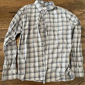 Peter Millar Gray and White Checkered Shirt